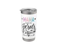 This Mama Runs on Coffee and Jesus Mama Coffee Jesus Mom Vaso térmico de acero inoxidable de doble pared