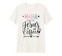 This Mama Runs on Coffee Jesus Praying Mama Coffee Jesus Mom Camiseta Premium