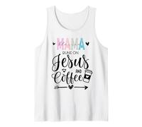 This Mama Runs on Coffee Jesus Praying Mama Coffee Jesus Mom Camiseta sin Mangas