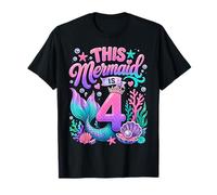 This Mermaid Is 4 Years Old Ocean 4th Birthday Party Girl Camiseta