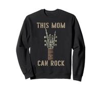 This Mom Can Rock On Skeleton Hand Music Band Guitarra Sudadera