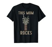 This Mom Rocks Skeleton Hand Rock Music Band Guitarra Grunge Camiseta