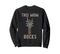 This Mom Rocks Skeleton Hand Rock Music Band Guitarra Grunge Sudadera