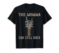 This Momma Can Still Rock On Skeleton Hand Guitar Birthday Camiseta