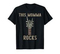 This Momma Rocks Skeleton Hand Rock Music Band Guitarra Grunge Camiseta