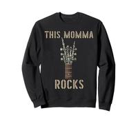 This Momma Rocks Skeleton Hand Rock Music Band Guitarra Grunge Sudadera