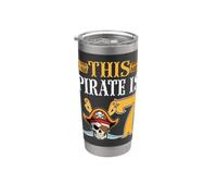 This Pirate Is 7 Years Old Pirate 7th Birthday Party Kids Vaso térmico de acero inoxidable de doble pared