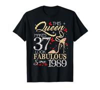 This Queen 37 Fabulous Since 1989 37th Birthday Women Girls Camiseta