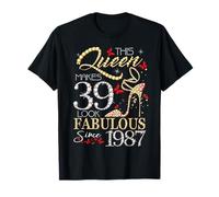 This Queen 39 Fabulous Since 1987 39th Birthday Women Girls Camiseta