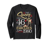 This Queen 46 Fabulous Since 1980 46th Birthday Women Girls Manga Larga