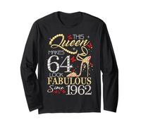 This Queen 64 Fabulous Since 1962 64th Birthday Women Girls Manga Larga