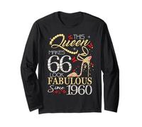 This Queen 66 Fabulous Since 1960 66th Birthday Women Girls Manga Larga
