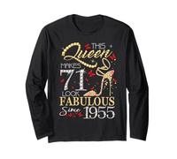This Queen 71 Fabulous Since 1955 71st Birthday Women Girls Manga Larga