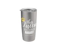 This Queen Was Born In August Birthday Queen Vaso térmico de acero inoxidable de doble pared