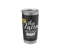 This Queen Was Born In August Birthday Queen Vaso térmico de acero inoxidable de doble pared