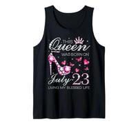 This Queen Was Born on July 23 Living My Blessed Life Camiseta sin Mangas