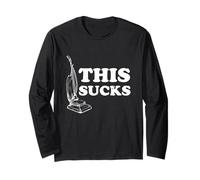 This Sucks Aspiradora Pun Retro Diseño Blanco Manga Larga