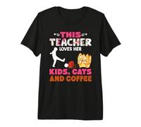 This Teacher Loves Her Kids Cats Coffee School Teachers Camiseta Premium