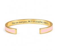 This Too Shall Pass Bracelet, Hidden Message Adjustable Cuff Bracelet, Funny Encouragement Gifts for Women Friends (#4)