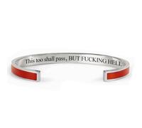 This Too Shall Pass Bracelet Mantra Cuff Bracelet Engraved Stainless Steel Motivational Hidden Message Minimalist Jewelry Gift for Women (L)
