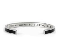 This Too Shall Pass Bracelet Mantra Cuff Bracelet Engraved Stainless Steel Motivational Hidden Message Minimalist Jewelry Gift for Women (H)