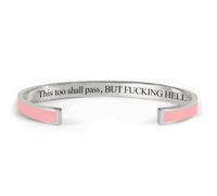 This Too Shall Pass Bracelet Mantra Cuff Bracelet Engraved Stainless Steel Motivational Hidden Message Minimalist Jewelry Gift for Women (F)