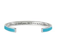 This Too Shall Pass Bracelet Mantra Cuff Bracelet Engraved Stainless Steel Motivational Hidden Message Minimalist Jewelry Gift for Women (B)