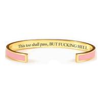 This Too Shall Pass Bracelet Mantra Cuff Bracelet Engraved Stainless Steel Motivational Hidden Message Minimalist Jewelry Gift for Women (E)