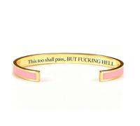 This Too Shall Pass Mantra Cuff Bracelet, BUT FUCKING HELL,Engraved Motivational Cuff Bracelet Hidden Message Encouragement Jewelry Gifts for Women (D)