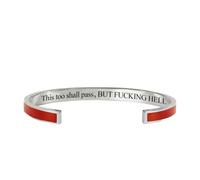 This Too Shall Pass Mantra Cuff Bracelet, BUT FUCKING HELL Motivational Jewelry Gift for Her, Encouragement Strength Reminder Bracelet (11)