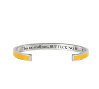 This Too Shall Pass Mantra Cuff Bracelet, BUT FUCKING HELL Motivational Jewelry Gift for Her, Encouragement Strength Reminder Bracelet (6)