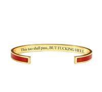 This Too Shall Pass Mantra Cuff Bracelet, BUT FUCKING HELL Motivational Jewelry Gift for Her, Encouragement Strength Reminder Bracelet (12)
