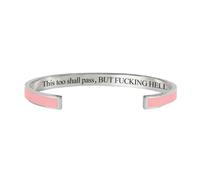 This Too Shall Pass Mantra Cuff Bracelet, BUT FUCKING HELL Motivational Jewelry Gift for Her, Encouragement Strength Reminder Bracelet (7)