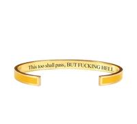 This Too Shall Pass Mantra Cuff Bracelet, BUT FUCKING HELL Motivational Jewelry Gift for Her, Encouragement Strength Reminder Bracelet (5)