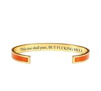 This Too Shall Pass Mantra Cuff Bracelet, BUT FUCKING HELL Motivational Jewelry Gift for Her, Encouragement Strength Reminder Bracelet (10)