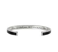 This Too Shall Pass Mantra Cuff Bracelet, BUT FUCKING HELL Motivational Jewelry Gift for Her, Encouragement Strength Reminder Bracelet (2)