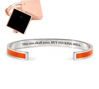 This Too Shall Pass Mantra Cuff Bracelet with Gift box, Engraved Motivational Cuff Bracelet Hidden Message Encouragement Jewelry Gifts for Women (J)