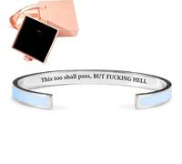This Too Shall Pass Mantra Cuff Bracelet with Gift box, Engraved Motivational Cuff Bracelet Hidden Message Encouragement Jewelry Gifts for Women (A)
