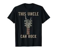This Uncle Can Rock On Skeleton Hand Music Band Guitarra Camiseta