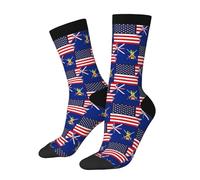 THisdownd Calcetines deportivos para hombre y mujer, diseño del ejército británico Ensign00 y América, calcetines divertidos que absorben la humedad, 3 Negro, Altoa única