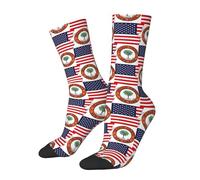 THisdownd Seal Of Orange County, New York (color) and America Calcetines para hombres y mujeres, calcetines deportivos divertidos que absorben la humedad, blanco, Altoa única