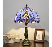 THisga 12 pulgadas Europeo Tiffany lámpara de mesa vintage Vidrieras Hecho a mano Lámpara de cabecera Arte Decorativo Clásico Lámpara de escritorio salón Estudio Dormitorio E27*1