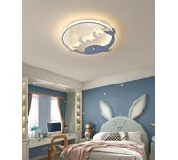 THisga Habitación infantil Luz de techo Redonda Ballenas Moderno LED Regulación Mando a distancia Lámpara Creativo Hierro Acrílico Pantalla Lámpara de techo Salón Dormitorio Iluminación de techo D50cm