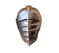 ThisToffGuys Casco de justas de Enrique VIII de la época Tudor, yelmo de armadura estriada de Maximiliano, casco de placas histórico portátil