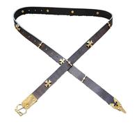 ThisToffGuys Cinturón de cruzado medieval - Cuero y herrajes de latón - Cinturón de armadura de caballero(Brown170cm)