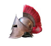 ThisToffGuys Réplica de casco corintio griego | Armadura espartana con penacho | Casco usable con acabado en bronce antiguo for recreación histórica y exhibición(A)