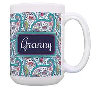 ThisWear Taza de café de 15 onzas con diseño de cachemira para abuelita