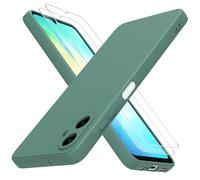 THIYUFUNS Funda con Samsung Galaxy A06 4G con 2 Protector Pantalla Cristal Templado,Carcasa de TPU Silicona Bumper Líquida Ultradelgado Cover Samsung Galaxy A06 4G (6.7") - Verde Oscuro