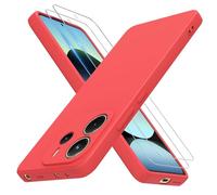 THIYUFUNS Funda Xiaomi Redmi Note 14 con 2 Pack Protector Pantalla,Ultrafino Silicona TPU Shockproof Carcasa Case Cover para Xiaomi Redmi Note 14 4G - Rojo