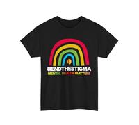 thjbd5se Mental Health Matters Shirt Rainbow End The Stigma Women Men Colorful Shirt Black XXL